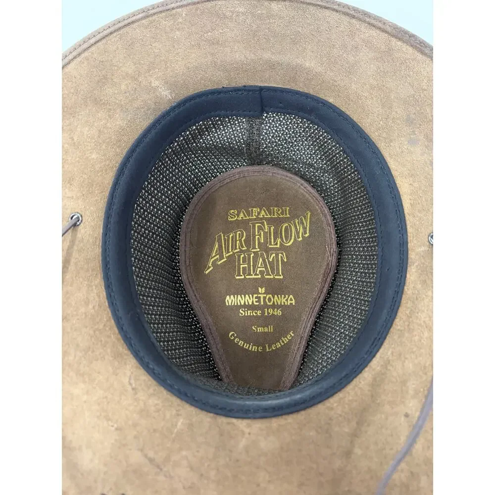 Minnetonka Safari Airflow hat small brown leather unisex